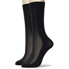 Gunze Tuche Women's Socks, 3-Way Mixed Sheer Pattern, Set of 2 Pairs, Black