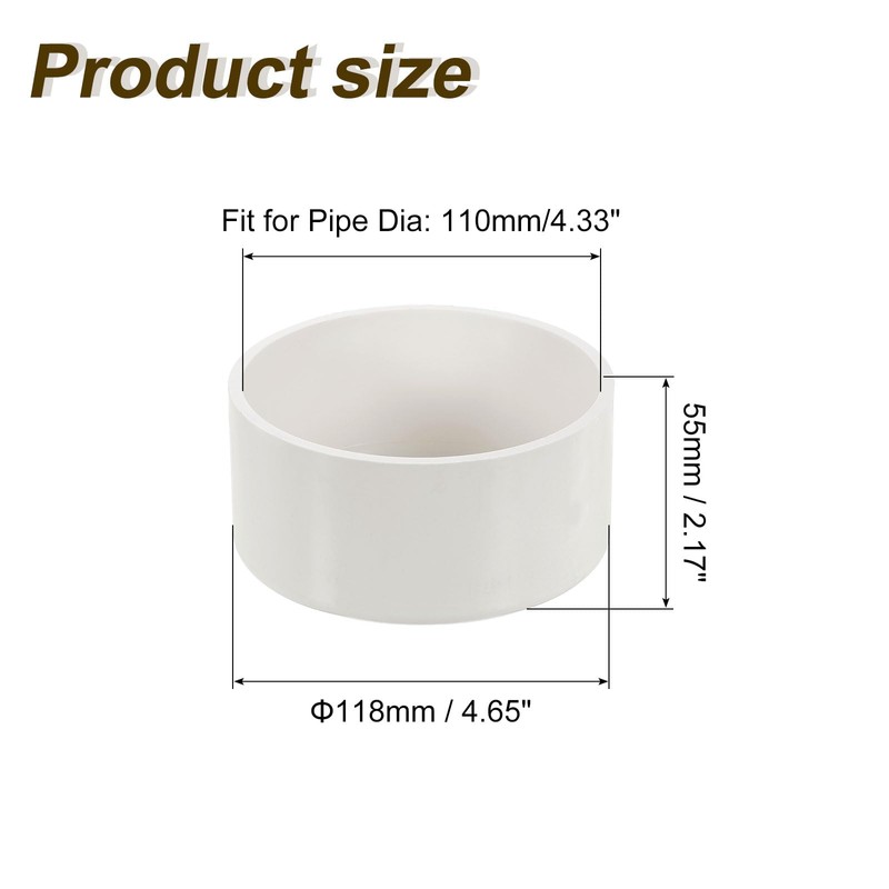 sourcing map 2Pcs PVC Pipe End Cap Fitting, 4.3" Furniture