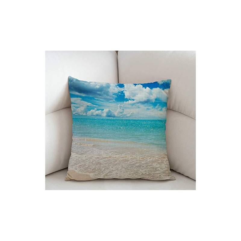 Swono Beaches Sunny Day Cotton Linen Throw Pillow Case Home