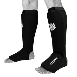 FitsT4 キックボクシング 総合格闘技 ムエタイ 甲パッド入り 伸縮性 トレーニング スパーリング すね当て (1組) M