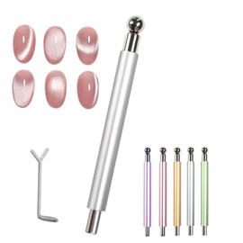 Ailes Nail Magnets, Strong, Double-Ended Magnets, Gel Nails, Cat Eye Magnets, Make Marbles Cleanly, Self Nails, Heart Patterns, Includes Heart Stick (Champagne Silver)