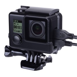 Suptig Protective case Black Charging case Wire Connectable Skeleton Protective Side Open Housing case for GoPro Hero 4 Hero 3+ Hero 3 camera