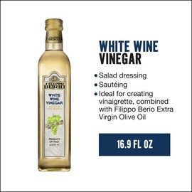 Filippo Berio Italian White Wine Vinegar, 16.9 Ounce Glass Bottle, Gluten Free, Lactose Free, Non-GMO