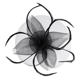 Flower Fascinator Bridal Patei Cocktail Yarn Wedding Bride Bridesmaids Prom Headband – Hair Clip Top Hat Headband Party Church Wedding Hair Clip Hairpin Hairband - black