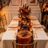 350PCS Orange Glitter Plastic Dinnerware Set for 50 Guests