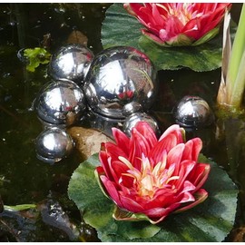Decorative Ball – Silver Swimming Balls – Pond Ball for Pond, Mini Pond, Set of 6, Stainless Steel for Garden Decoration