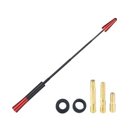 CGEAMDY Car Telescopic Antenna, Universal Car Stereo FM AM Radio Aerial Antenna, Carbon Fiber Car Antenna with Aluminum Alloy Threading, Replacement Accessories for Cars FM AM Reception(Red)