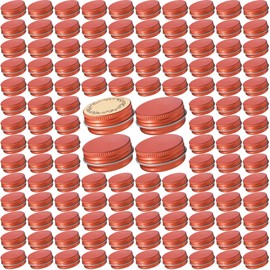 270pcs 0.5 oz / 15ml Bulk Packaging Screw Top Aluminum Tin Jar with Screw Lid and Blank Labels (Orange)