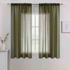 MIULEE - Cortinas transparentes de lino con textura de 84 pulgadas de largo, 2 paneles para recámara y cocina, semi transparente con bolsillo para barra de granja, cortinas de gasa filtrante de luz