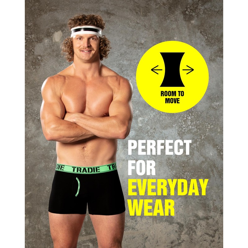 TRADIE Men's Cotton Elastane Long Leg Trunk 5-Pack M Black