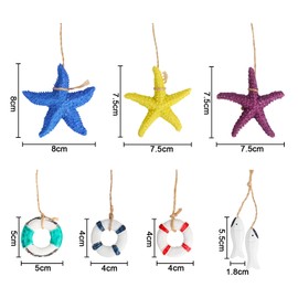 SOSMAR Pack of 15 Maritime Decorative Wall Decoration, Bedroom, Lighthouse Anchor, Sailing Ship, Lifebuoy, Starfish, Fish Decoration, Pendant, etc. Cool Summer Window Decoration, Hanging Decoration,