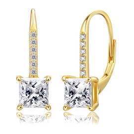 KRKC Moissanite Earrings, 1.0ct-2.0ct D Color Lab Created Diamond Earring, 14k White Gold Plated Sterling Silver Dangle Earrings S925 Leverback Drop Earring for Women Hypoallergenic Jewelry for Gifts