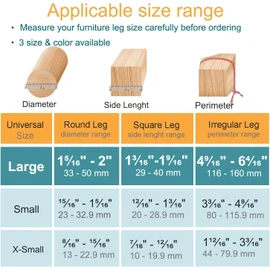 32 Pcs Chair Leg Floor Protectors - Silicone Felt Pads, Scratch-Proof & Noise-Free, Easy Smooth Moving, Large Size (Fits Round Chair Legs: 1-5/16" to 2" Diameter)​