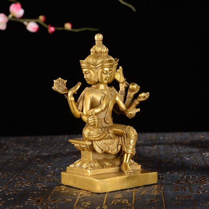 BRABUD Handmade Brass Thailand 4 Faces Buddha Statue Lord Brahma