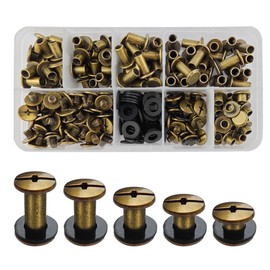 SHSMPXOY Chicago Book Screws Stainless Steel M5 x 4/6/8/10/12 mm 5 Sizes Chicago Screws Bookbinding Screws Screw Rivets for Leather, Bags, Books, Collars, Backpacks, Dog Leads (Bronze)