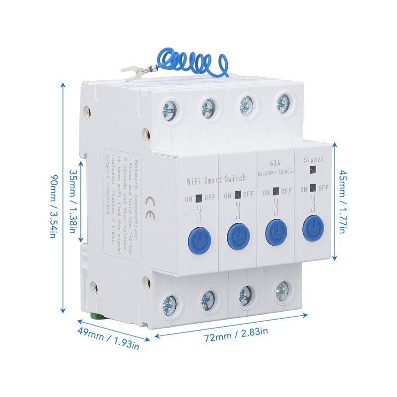 WiFi Circuit Breaker 4P Remote Control Timing Delay Circuit Breaker