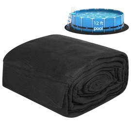 Varku 12 ft Pool Liner Pad, Round Above Ground Pool Mat, Non-Slip Black Felt Pool Guard, Puncture Resistant Pool Liner Shield, Extend Liner's Life