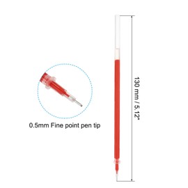 PATIKIL 50 Pieces 0.5 mm Fine Pen 130 mm Gel Ink Pen Replace Refill Black Ink Ballpoint Pen Refill for Office Supplies Red