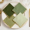 160-Pack Green Scalloped Cocktail Napkins with Gold Foil, 5 x
