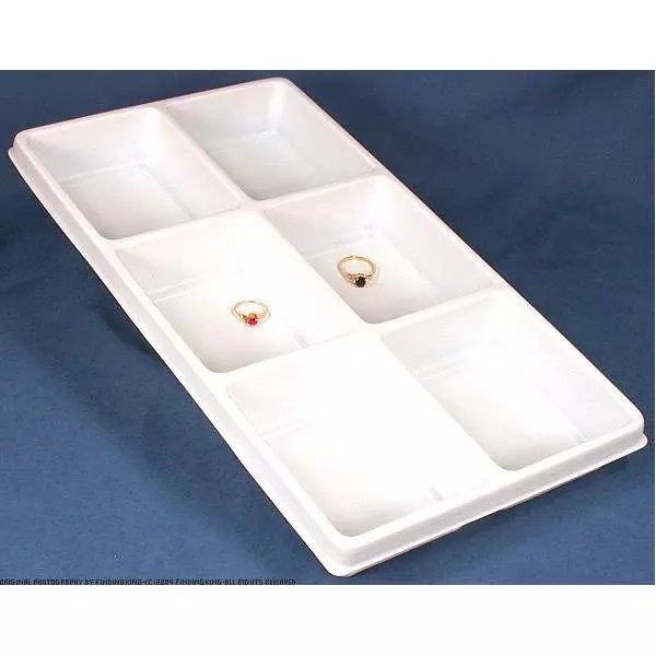 FindingKing White 6 Slot Plastic Travel Tray Display Pocket Watch