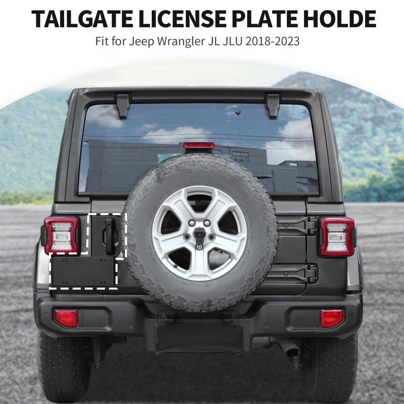 JeCar Tailgate Handle License Plate Holder Rear License Mounting Bracket
