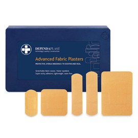 Reliance Medical Sterile Dependaplast Advanced Fabric Plasters - Latex-Free, Washproof, Low-Allergy, Assorted Sizes in Blue Box (Pack of 120)