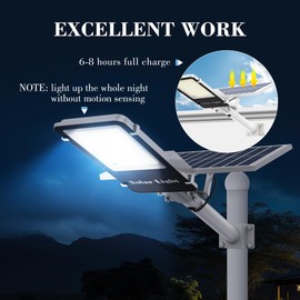 Sunwish Solar Street Lights Outdoor - 3000W LED Solar Street Light - High Brightness Solar Parking Lot Lights - IP66 Waterproof Solar Lights, Ideal for Rural, Yard, Campus