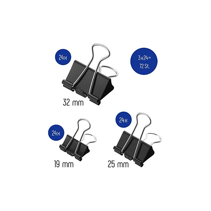 Westcot E-10719 00 Foldback Clips 72 Pieces Black Set of
