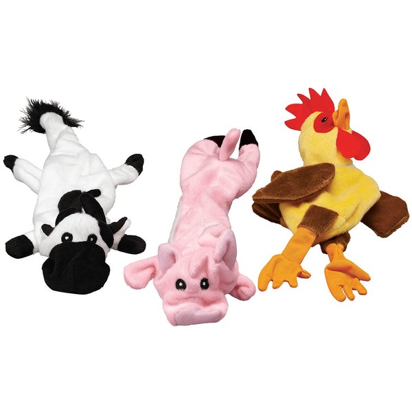 Fox Valley Traders Stuffing Free Farm Animal Dog Toys, Set