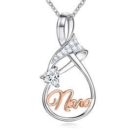 AmorAime 925 Sterling Silver Nana Necklace Grandma Necklace for Women Necklaces for Birthday or Mother's Day (Nana necklace 1)