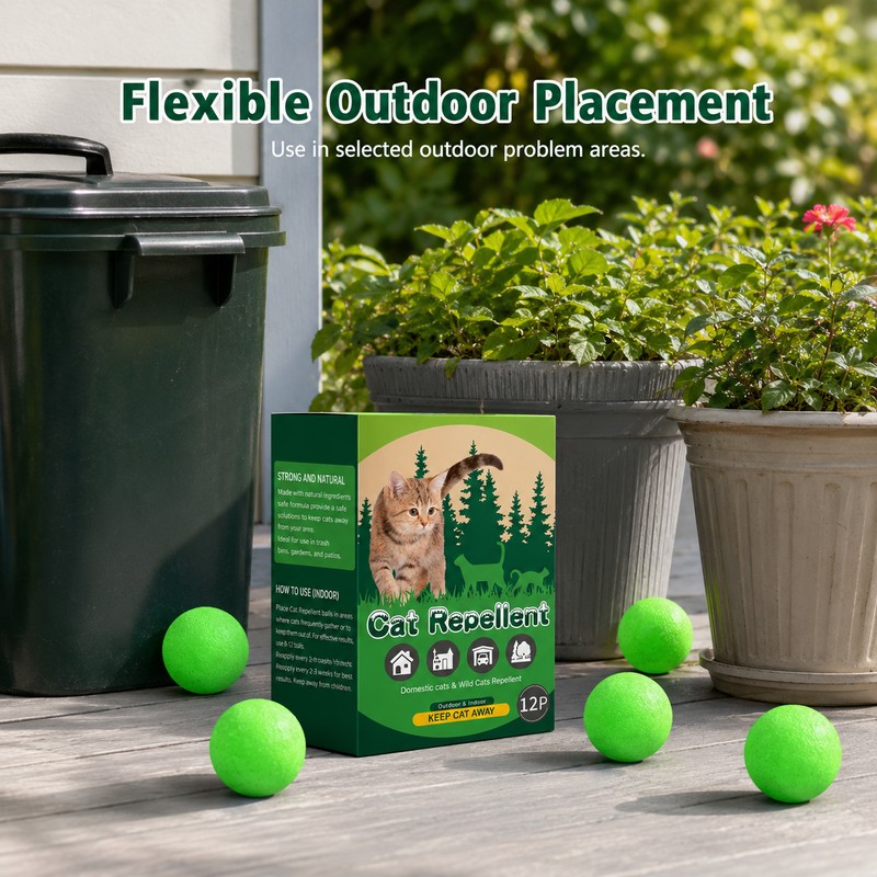 12-Pack Scent-Based Cat Deterrent Balls for Yard & Garden –