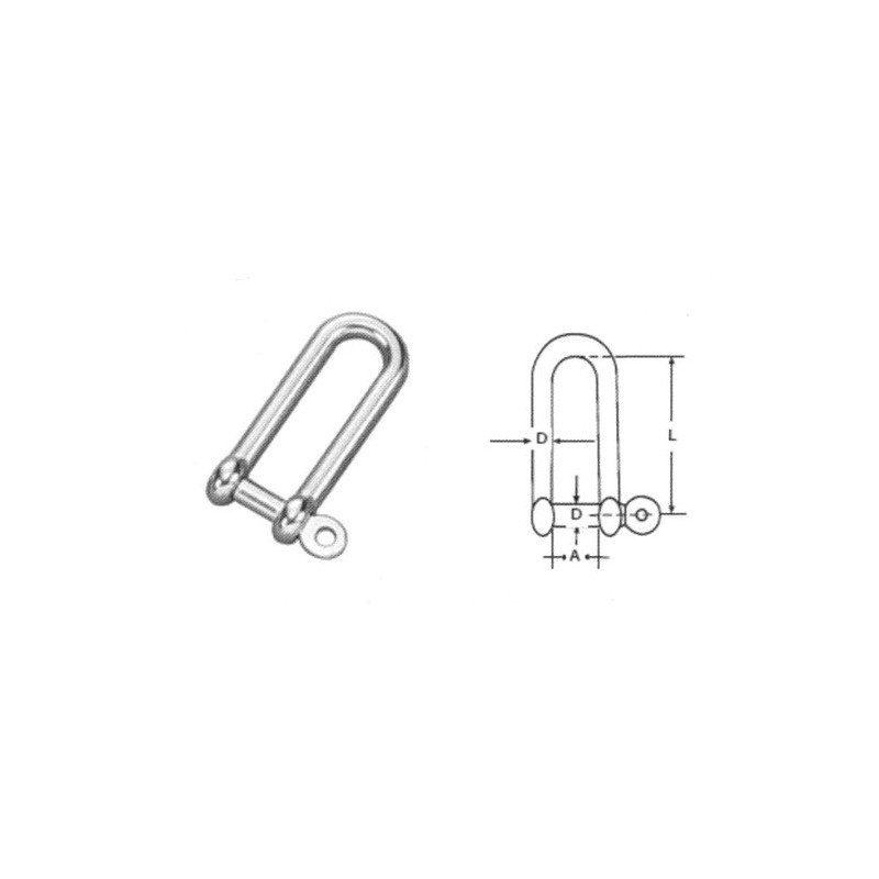 5mm STAINLESS STEEL 316 (A4) Long D shackle Pack Size