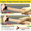 WEDO 2PCS Copper Sledge Hammer Set,1lb+2lb,Wooden Handle,Die-Forge,Corrosion Resistant, DIN Standard