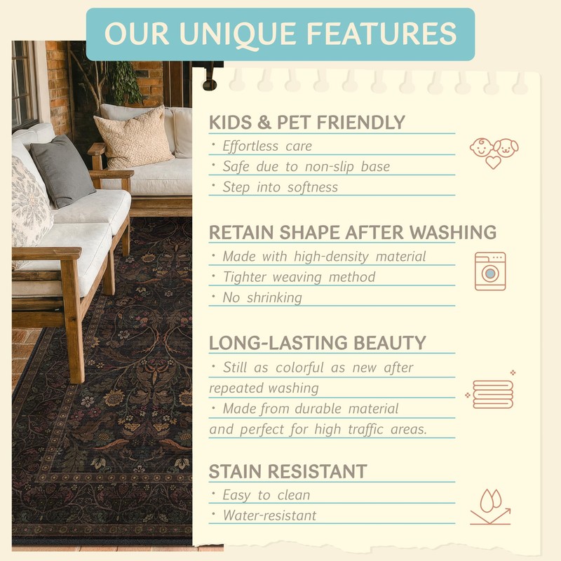 Dark Brown 2x3 Washable Entry Rug, Throw Small Rugs for