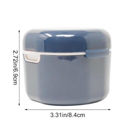 1Pack Denture Bath Case Portable Denture Soak Container Mouth Guard Storage Box with Pale Pink Strainer Basket for Travel Cleaning, Sapphire Blue