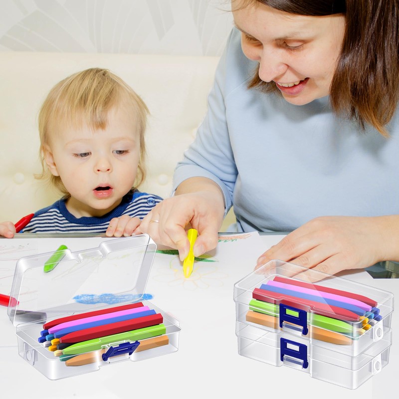 Dcocdeely 24 Pcs Plastic Crayon Box Clear Crayons Holder Case