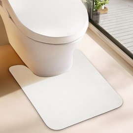 Bosap Toilet Rugs U Shaped Bathroom Rug,Machine Washable Non Slip Quick Dry Super Absorbent Ultra Thin Toilet Mats for Bathroom Toilet.(White,20''x24'',U Shaped)