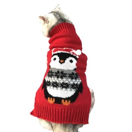 Lanyar Dog Reindeer Holiday Pet Clothes Sweater for Dogs Puppy Kitten Cats, Classic Red