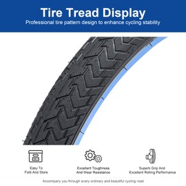 FengCan 20 x 2.125 Tyres 20 Inch 20 x 2.125 Bicycle Tyres 57-406 Bicycle Coat Foldable Suitable for 20 x 2.10 20 x 2.125 City/Gravel/Handcar/Road Bike Tyres (One)