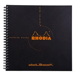 Rhodia Reverse Book & Dot Book - Dot Grid 80 sheets - 8 1/4 x 8 1/4 - Black Cover