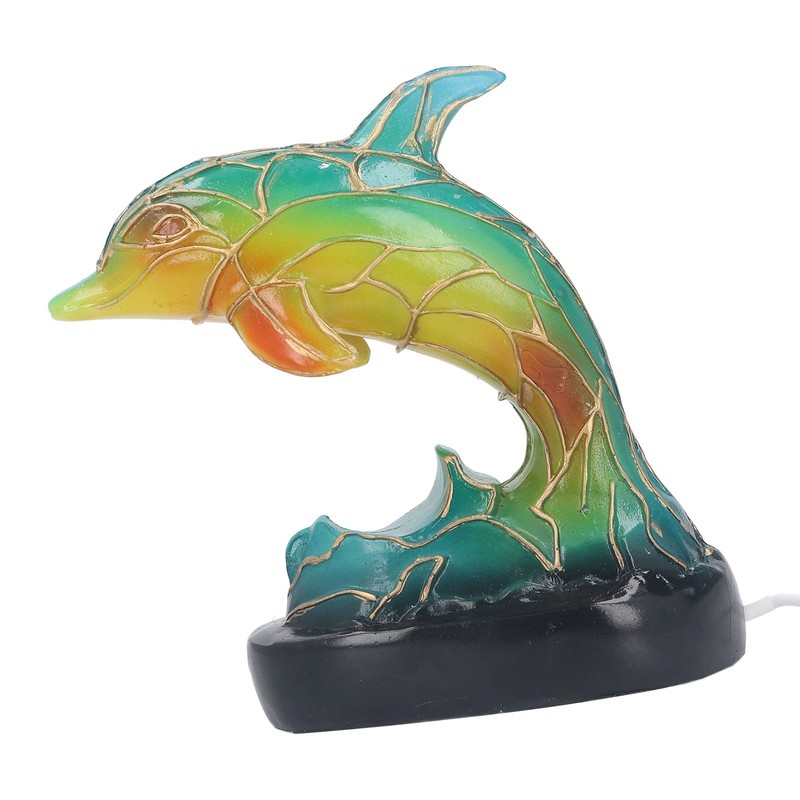 Animal Table Lamp Retro USB Plug in Decorative Resin Dolphin