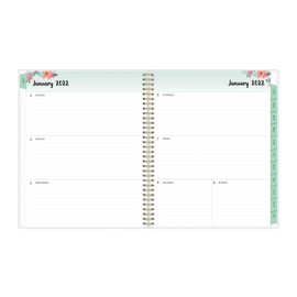 Blue Sky 2022 Weekly & Monthly Planner, 8.5" x 11", Frosted Flexible Cover, Wirebound, Laurel (135842)