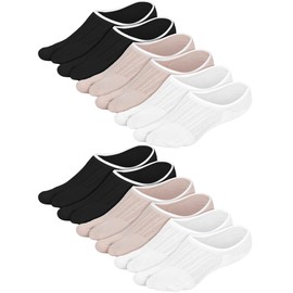 Geyoga 6 Pairs Flip Flop Socks Split Toe Cotton Tabi Socks Low Cut No Show Japanese Style Elastic Short Sandal Sock for Women (Black, White, Skin Tone)