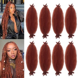Afro Twist Hair 14Inch 8Packs Ginger Springy Afro Twist Hair Pre Fluffed Spring Twist Hair Marley Twist Braiding Hair for Women(14inch, 350#)