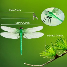 UGpine 8 PCS Fake Dragonfly Clips, 3D Outdoor Simulation Dragonfly Clip, Natural Organic Concept Insert Pole Clip, Gardening Decoration Insert Plaque Patio Garden Decoration