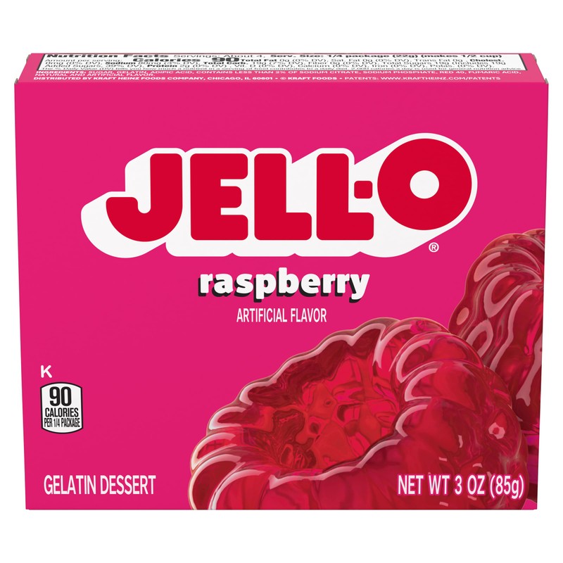 Jell-O Raspberry Gelatin Dessert Mix, 3 oz Box (Pack of