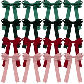 12Pack Big Bowknot Metal Spring Clips Accessories Bowknot with Long Tail Ribbon Hair Bow Clips French Barrettes for Women Girls