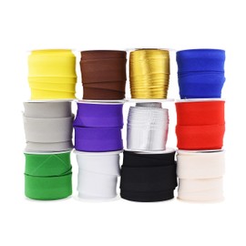 Mandala Crafts - Cinta de doble pliegue para costura, cinta de doble pliegue para costura, 12 colores surtidos, cinta de doble pliegue de dobladillo de 1 pulgada, cinta de encuadernación de costura multicolor - Cinta de encuadernación de tubería de tela