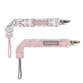 BooginHead Pacifier Clip Pacifier Holder PaciGrip 2-Pack, Pink Rainbows
