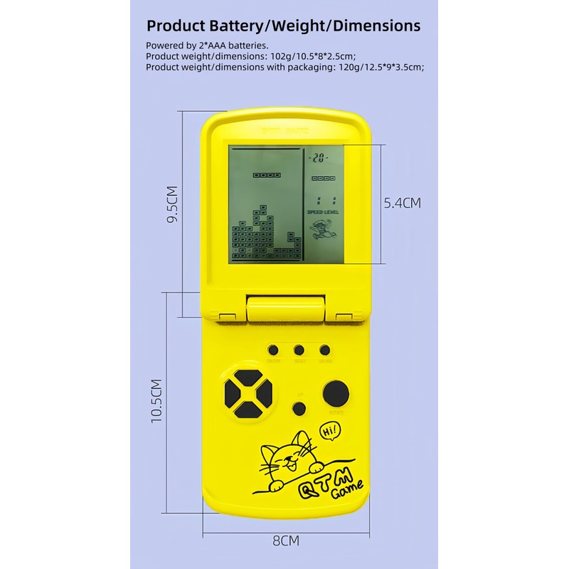 JXD 3.5-Inch Screen Block Game Console with Unique Flip Design